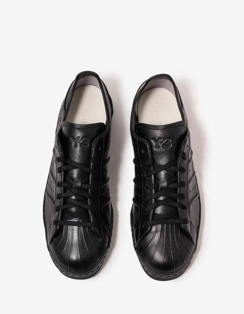 Y-3 Y-3 Black Leather Superstar Trainers