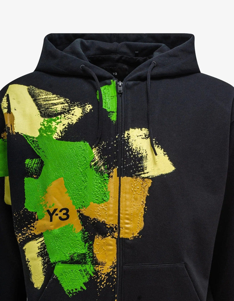 Y-3 Y-3 Black Placed Graphic Zip Hoodie