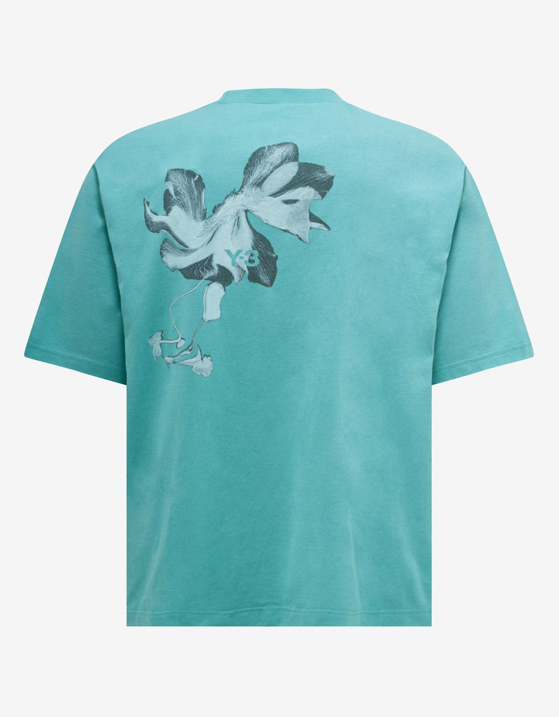 Y-3 Y-3 Blue Floral Print T-Shirt