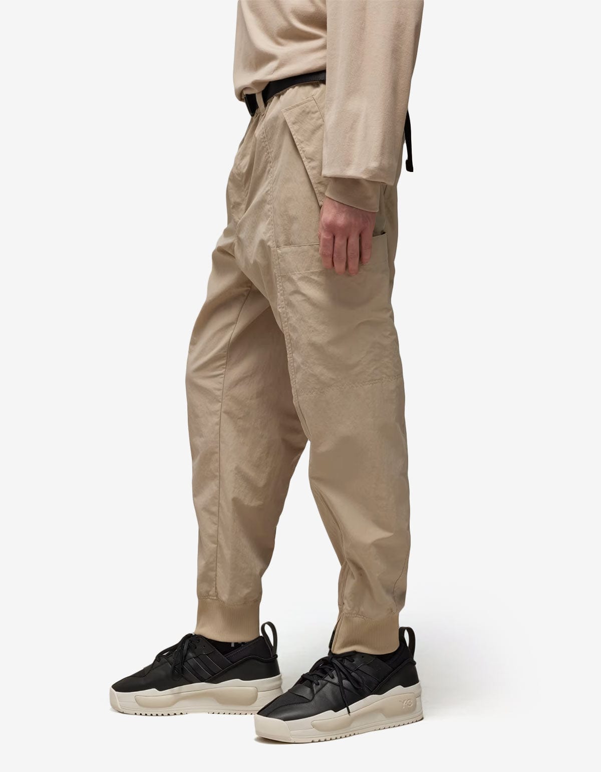 Y-3 Y-3 Brown Crinkle Nylon Cuffed Pants