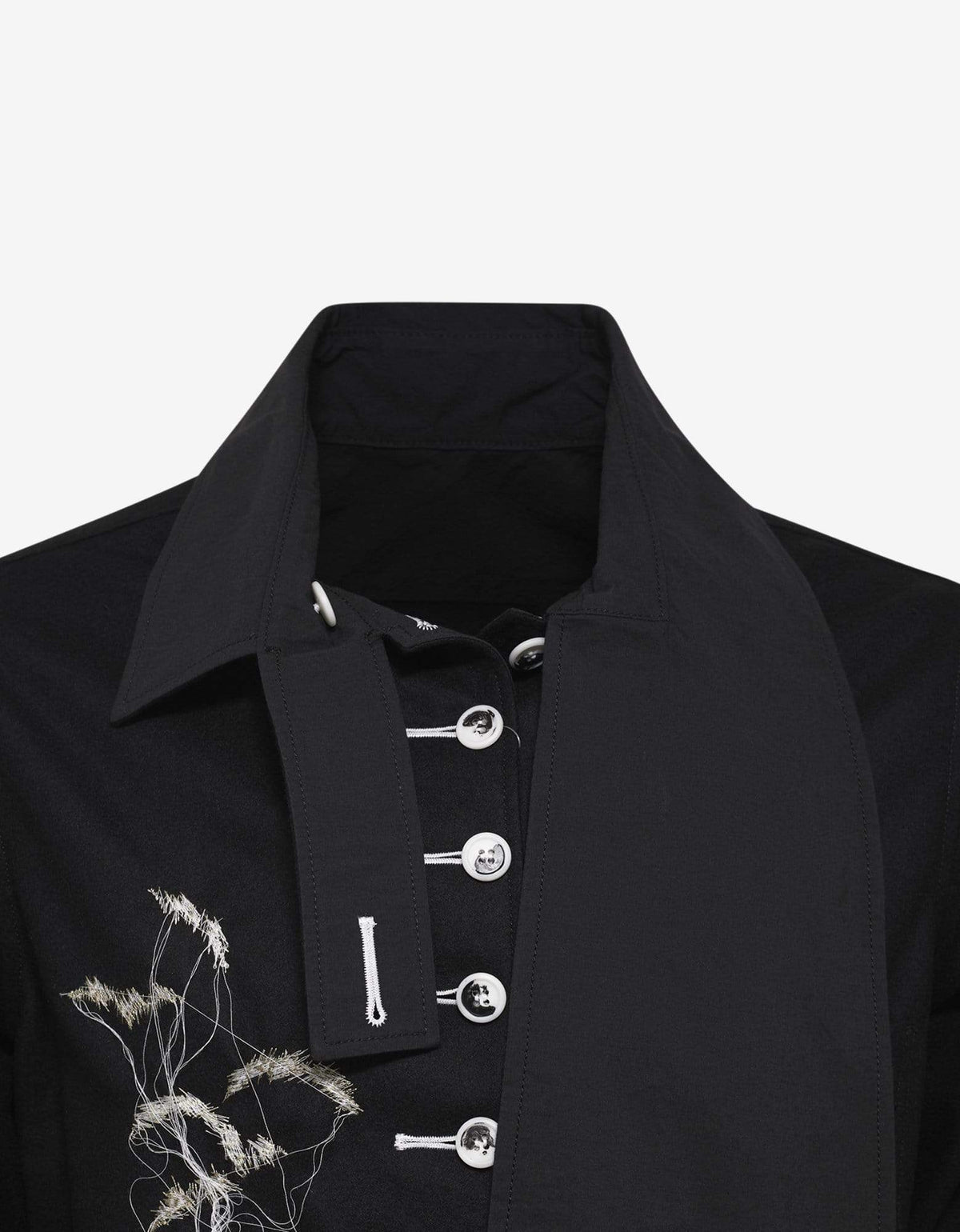 Yohji Yamamoto Yohji Yamamoto Black Stole Collar Embroidered Shirt