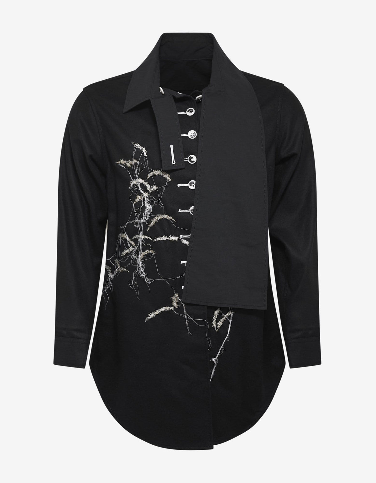 Yohji Yamamoto Yohji Yamamoto Black Stole Collar Embroidered Shirt