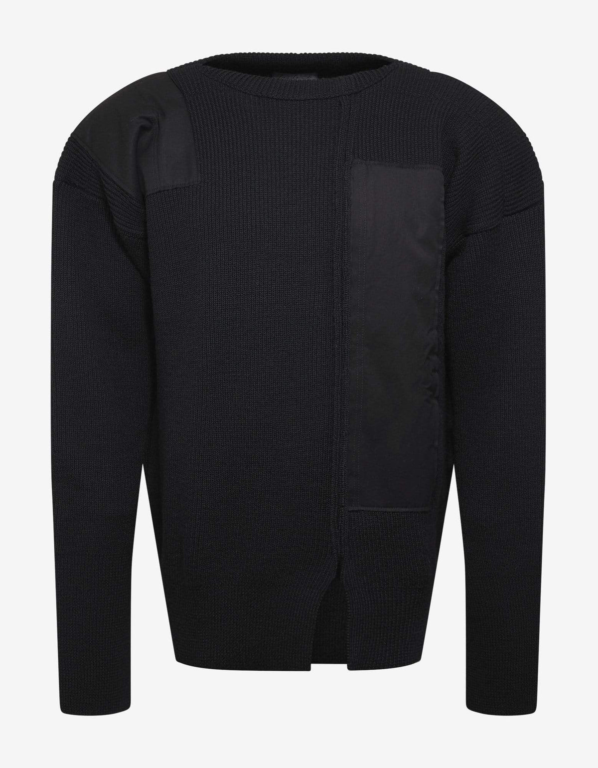 Yohji Yamamoto Yohji Yamamoto Black Wool Sweater with Contrast Patches